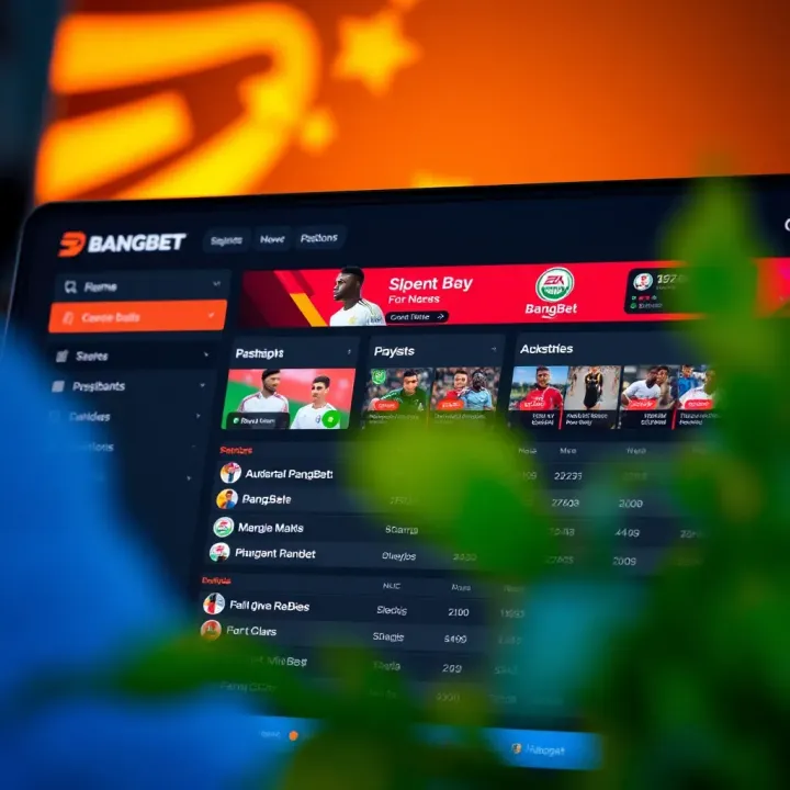 Screenshot showing the BangBet user dashboard with various sports betting options