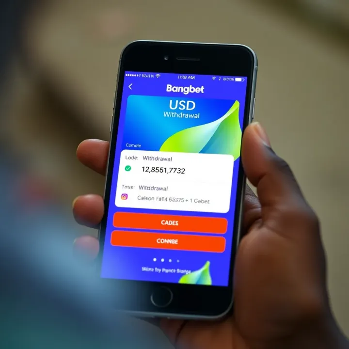 Mobile phone screen showing USSD code entry for making a withdrawal from Bangbet in Nigeria