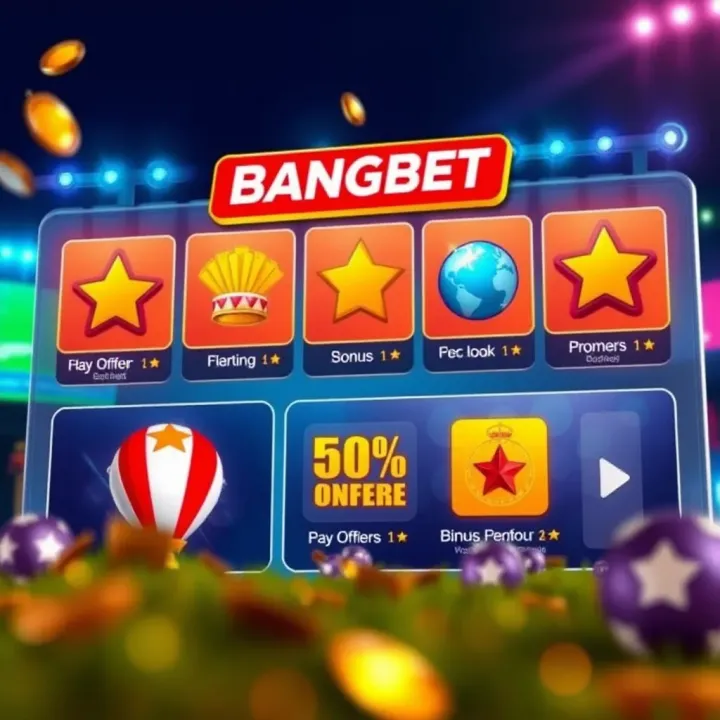 Illustration showing different bonus offer icons and symbols related to online betting on BangBet platform
