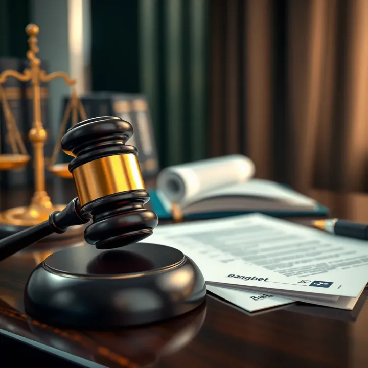 Nigerian legal documents and a gavel on a desk symbolizing sports betting regulations