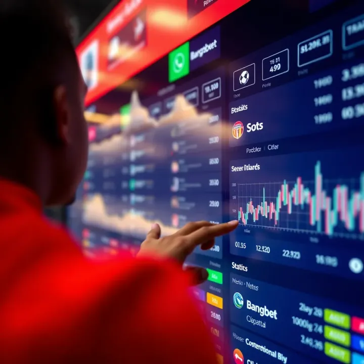 User interface showing betting options and real-time sports statistics